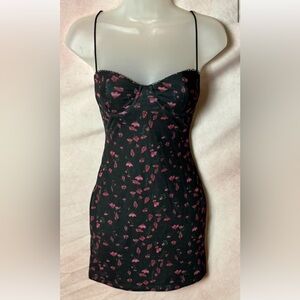 Princess Polly Black and Pink Floral Mini Dress